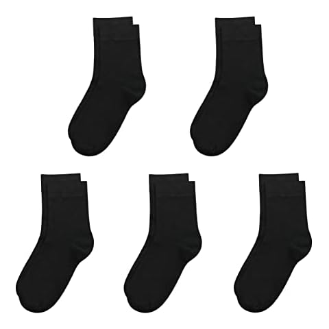 SERISIMPLE Kids Viscose Bamboo School Socks Soft flate Seam Color Anti Odor Thin Breathable Stretch Cuffs Girls Boy 5 Pairs (US, Alpha, Large, Regular, Black) Cover
