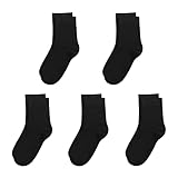 SERISIMPLE Kids Viscose Bamboo School Socks Soft flate Seam Color Anti Odor Thin Breathable Stretch Cuffs Girls Boy 5 Pairs (US, Alpha, Medium, Regular, Black)