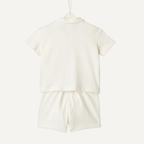 Amazon Essentials Unisex Babies x Sofia Grainge Cotton Pique Baby Boys and Toddlers Short Sleeve Shirt & Shorts Set, Ivory Navy Petit Soleil, 6-9 Months - image 7