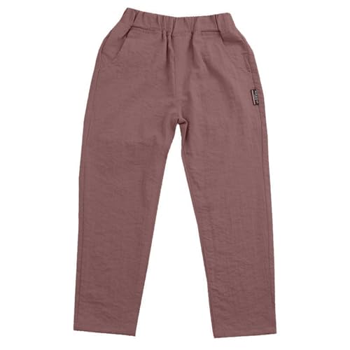 Boys Linen Pants Summer Casual Elastic Waist Comfortable Kids Trousers Outdoor Play Breathable Lightweight Long