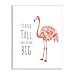 Stupell Industries Stand Tall and Dream Big Phrase Pink Flamingo Wall Plaque, 13 x 19, Off- White