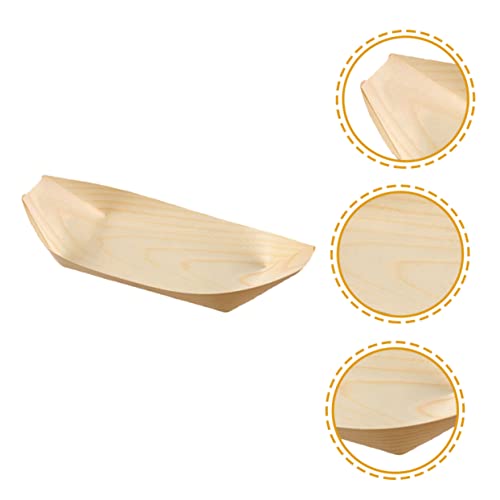 Plato desechable de bote de madera estilo japonés 150 pcs miniatura 4