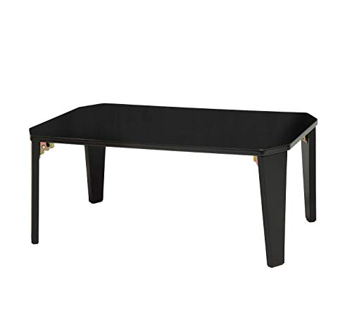 萩原 ローテーブル 折りたたみ クルール7550CB【完成品】子供 コンパクト幅75cm クリアブラック