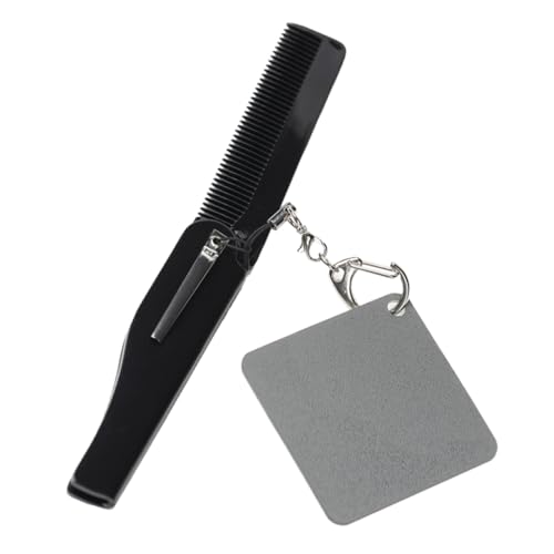 FRCOLOR Folding Comb for Men Travel Comb Men Small Pocket Fine Tooth Keyring Mirror Easy to Carry