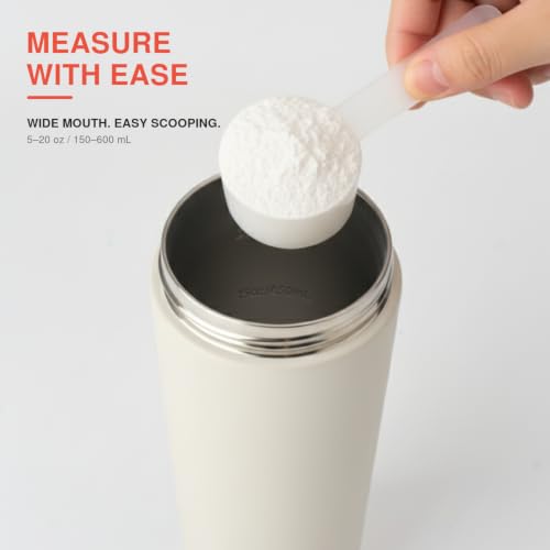 Image of Insulated Protein Shaker Bottle 24oz, Dishwasher Safe, Warm Gray