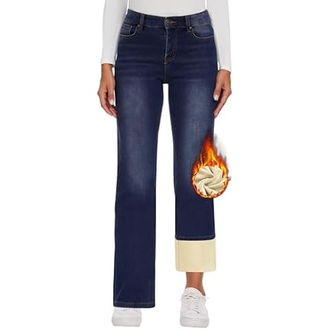 KDF Fleece Lined Wide Leg Jeans Cover