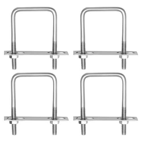 Forbabe 4 pièces Étriers en U avec filetage M10 100x180mm Écrous en U Étrier en acier inoxydable pour fixation de clôture et de tuyau (100 * 180mm)