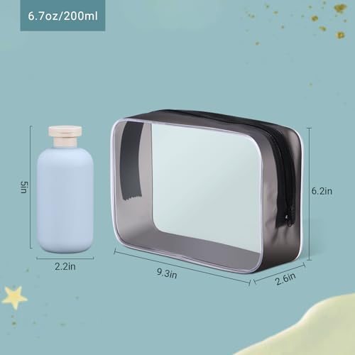 Image of ASEVAT 6.7 oz Leak-Proof Travel Bottles, 3 Pack Refillable Plastic Squeeze Vessels with Caps, Portable Containers for Shampoo, Lotion, Cream & Daily Liquids