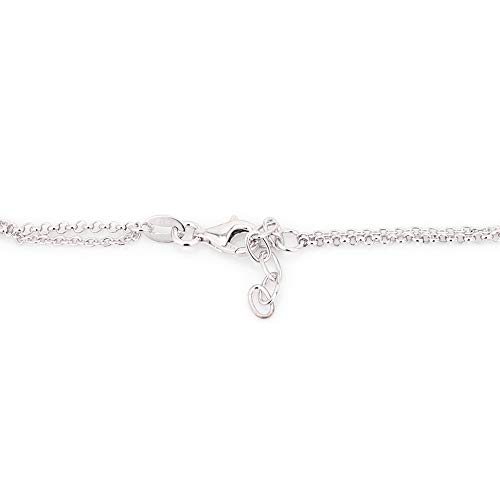 Sterling Silver Jewelry - Rhodium Plated with 925 Stamp - Double Layered Chain Circle & Bar Charms Anklet - Elegant handcrafted Stylish Designed for Women- 9" long + 1" extender3