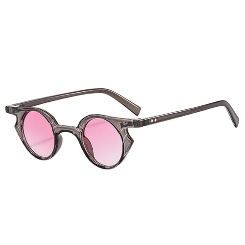 Lunettes de soleil œil de chat avec rivets décoratifs punk et verres ronds UV400