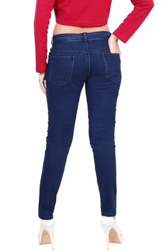 Image of Women's Stretchable Skinny Fit Jeggings High Waist Denim Look Pants for Girls & Ladies Soft Comfortable Slim Fit Jeans Perfect for Casual, Work, Travel & Party