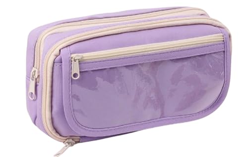 Image of Large Capacity Pencil Case Pouch, Cute Aesthetic Big Capacity Zipper Cases Pen Portable Office Stationery Makeup Bag, Desk Organizer for College Adults Women Men (Purple)