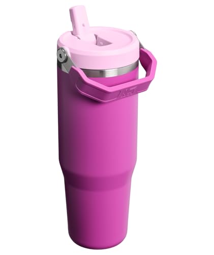 Image of STANLEY IceFlow 2.0 Flip Straw Tumbler with Handle 30 oz | Twist On Lid and Flip Up Straw | Leakproof Water Bottle | Insulated Stainless Steel | BPA-Free | Dark Blossom
