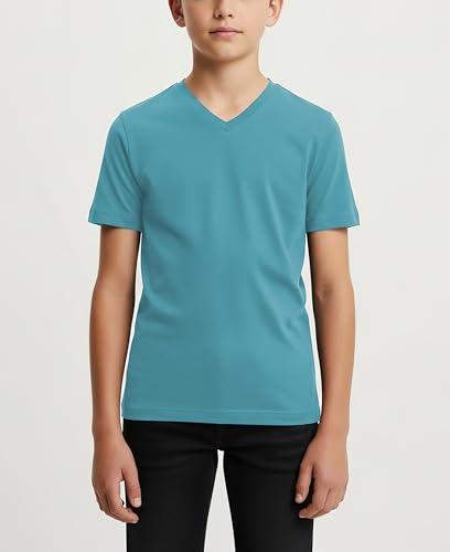 Andrew Scott Youth Athletic T-Shirts | Dry-Fit Moisture Wicking Short Sleeve V Neck Tees | Boys Girls | Multi Packs (US, Alpha, XX-Large, 5 Pack- Metals)3