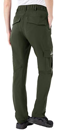 Rdruko Women's Outdoor Quick Dry Hiking Pants Lightweight Waterproof Climbing Camping Pants With Zipper Pockets Green Large #TOP2