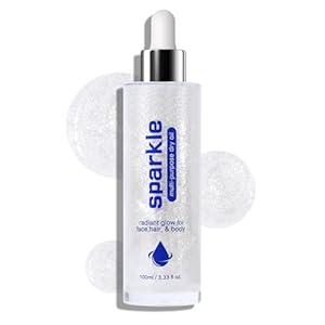 KYDA Body Shimmer Oil, High Gloss Face and Body Luminizer Oil, Face Glitter Lotion Makeup, Long Lasting and Moisturizing Liquid Highlighting Drops for a Radiant Glow- White moonbeam, 3.33 Fl Oz