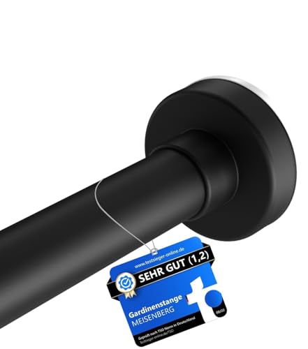 MEISENBERG Gardinenstange zum Klemmen - Schwarz, Ø 25 mm, 1Stück -...