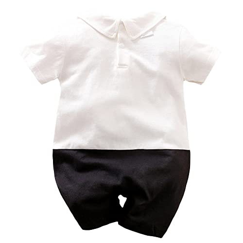 Image of Hopscotch Boys Cotton Graphic Print Romper in White Color