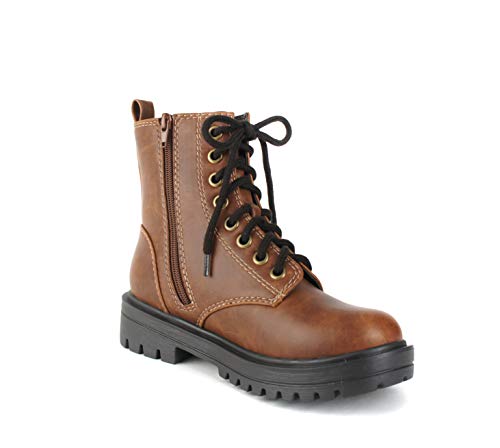 Image of Soda FIRM - Lug Sole Combat Ankle Bootie Lace up w /Side Zipper