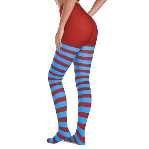 Image of American Trends Striped Tights for Women Witch Tights Halloween Costume Stretchy Pantyhose Stockings