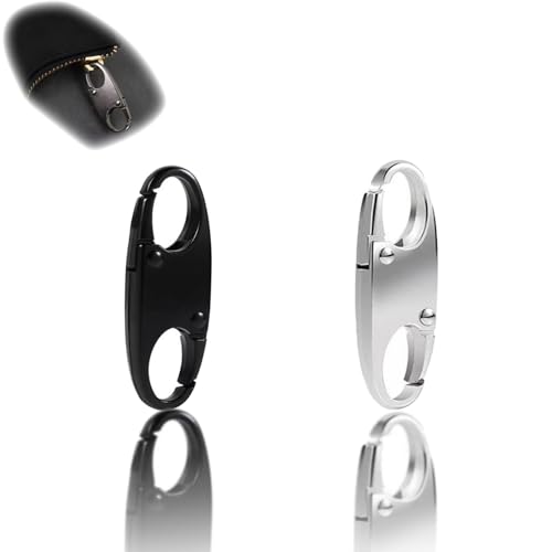 Mirhua ジッパークリップ ジッパープラー交換部品 多機能ジ 旅行用ジッパーロック 海外 旅行 空港 検査 防犯グッズ 取り外し可能ジ 盗難防止 2個入(シルバー+ブラック)