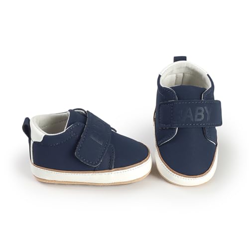 Image of HsdsBebe Baby Boys Girls Pu Leather Hard Bottom Walking Sneakers Toddler Rubber Sole First Walkers Infant Cartoon Slippers Crib Shoes