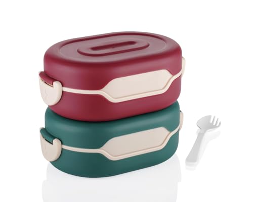 Image of TASTIC Kids Mini Flex Lunch Box | Insulated Lunch Box - Leakproof, Durable, Large Capacity Lunch Box for Adults and Kids | Stylish and Easy to Clean | Multicolor (Pack of 2)