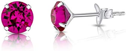 DTPSilver 925 Sterling Silver Round Stud Earrings and Crystals from Swarovski Elements - 6 mm - Many Colours to Choose from