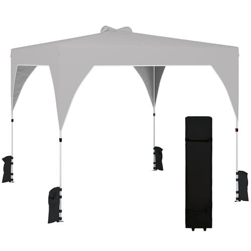 Outsunny Carpa Plegable 3x3 m, Pop up, Cenador Pabellón de Jardín con Ventilación Superior, Bloqueo Central, UPF50+, Altura Ajustable 3 Niveles, Bolsa Transporte con Ruedas, Sacos de Arena, Gris