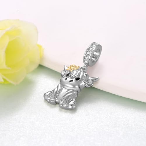 Cow Charm 925 Sterling Silver Highland Cow Charm for Bracelets Highland Cow Jewelry Gifts for Women3
