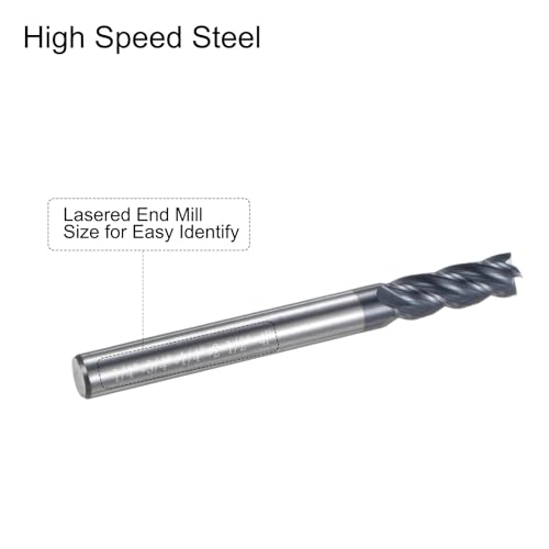 Image of uxcell 5pcs End Mill 1 /4 inch x 3 /4 inch 4 Flutes Spiral Helical Groove Tungsten Steel Straight Shank CNC Milling Bits for Aluminum Steel Cutting Metalworking