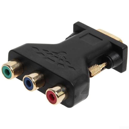 Minhe Câble adaptateur VGA mâle 15 broches vers 3-RCA femelle, connecteur convertisseur plaqué or pour ordinateur PC pour HDTV lecteur DVD projecteur écran...
