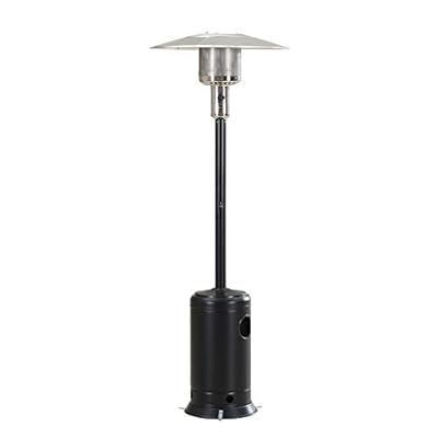 Sunjoy 47,000 BTU Avanti Outdoor Portable Propane Heater for Patio and Garden with Safety Auto Shut Off Valve and Wheels, Black…