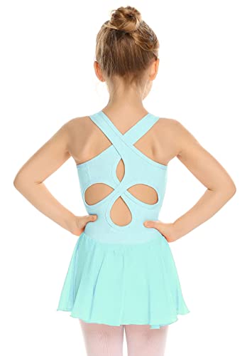 Image of Arshiner Kid Girls Hollow Back Ballet Leotard with Skirt Sleeveless Dance Dresses
