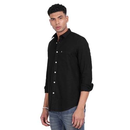 Image of Men's Slim Fit Spread Collar Full Sleeve Casual Shirt