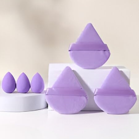 Image of Multi-Shape Makeup Sponge Set | 20 Piece Beauty Puff Collection with Headband and Clean Sponge | Pink, Purple, Beige & Bright Sets | Face Blender Kit for Cream, Liquid & Powder | Aesthetic and Functional Makeup Tool (Lavender, 20Pcs)