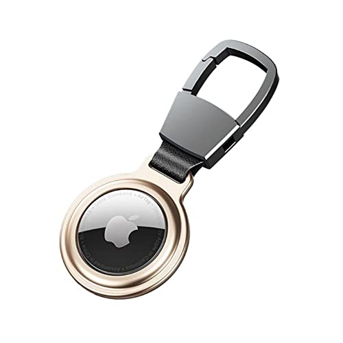Image of AirTag Keychain Holder with Metallic Case Compatible with Apple Airtag with Antitheft Magnetic Lock | Light Weight (Gold)