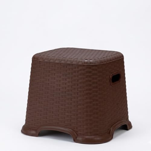 Image of LuxuryBase Stool for Kitchen Bathroom,10.62 inch (Brown) | Classic, Perfect Posture, Plastic, Pack of 1 pcs