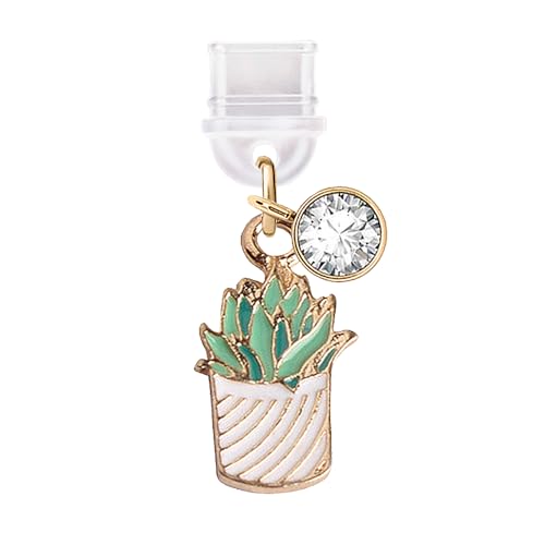 Elise & Fonda TP256 Type-C Usb Charging Port Anti Dust Plug Tiny Potted Cactus Cell Phone Charm For Samsung/Huawei/Oneplus/Xiaomi/Oppo Android Phones  cover