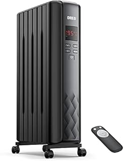 Dreo Radiator Heater, Upgrade 1500W Electric Portable Space Oil Filled Heater with Remote Control, 4 Modes, Overheat & Tip-Over Protection, 24h Timer, Digital Thermostat, Quiet, Indoor