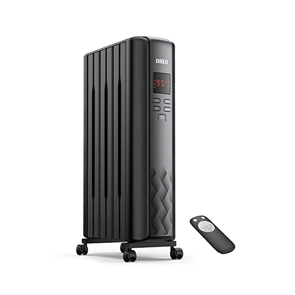 Dreo Oil Filled Radiator Heater, Electric Radiant Heater with Remote Control, 4 Modes, Overheat & Tip-Over Protection, 24h Timer, Digital Thermostat, Quiet Space Heater for Indoor Use Large Room