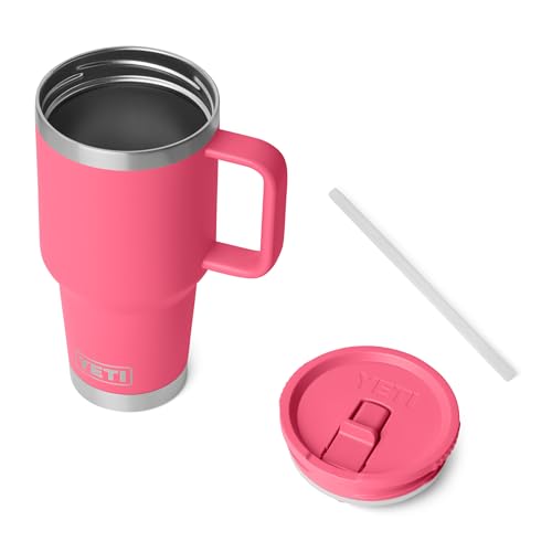 YETI Rambler 30 oz Travel Mug with Flip Straw Lid – Stainless Steel, Vacuum Insulated, Leakproof, Cup Holder Friendly, Tropical Pink - image 3