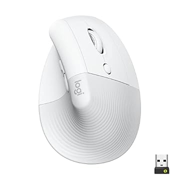 Mouse Sem Fio Logitech Lift Vertical com Design Ergonômico para Redução de Tensão Muscular, Cliques Silenciosos, Conexão Bluetooth ou USB Logi Bolt, Compatível com Windows/macOS/iPadOS - Branco