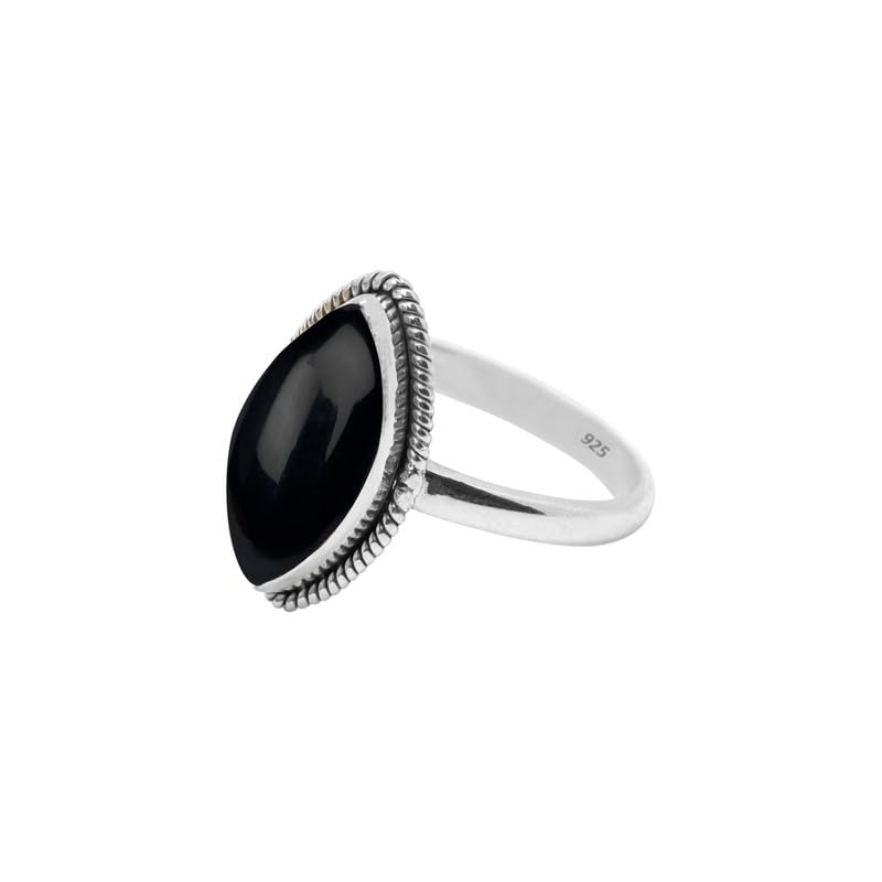 Miniatura 3 de Black Onyx Stone Ring 925 Sterling Silver Statement Ring For Women and Girls Handmade Rings Natural Marquise Gemstone Ring Promise Ring For