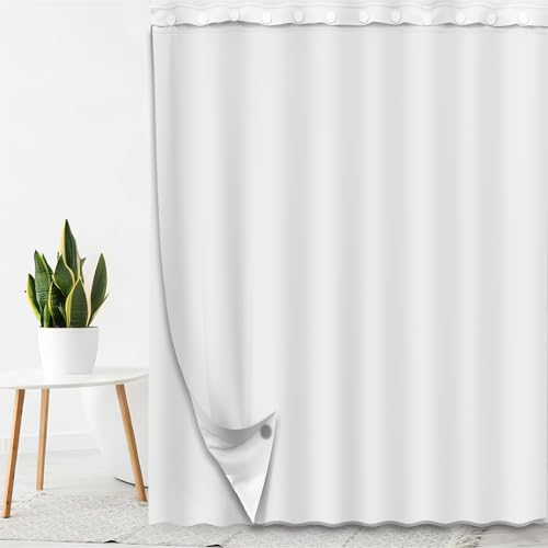 soeeao Waterproof Fabric Snap in Shower Curtain Liner Replacement 70" W x 69" L for 71" W x 74" L Hookless Shower Curtain - Removable & Detachable