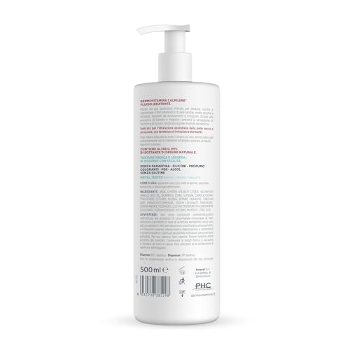 Dermovitamina Calmilene Fluido Idratante 500 ml - Crema viso e Corpo - Contrasta la sensazione di il prurito - Per delle pelli secche, molto secche e sensibili - 99% di sostanze di origine naturale - 6