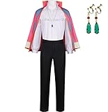 LMJXHCR Anime Howls Moving Castle Cosplay Costume Howl Cosplay Jacket Costume Outfit With Earrings (S)