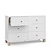 Storkcraft California 6-Drawer Double Dresser (White with Driftwood) - GREENGUARD Gold Certified, Interlocking Drawer System, Dresser Drawer Organizer for Kids Bedroom