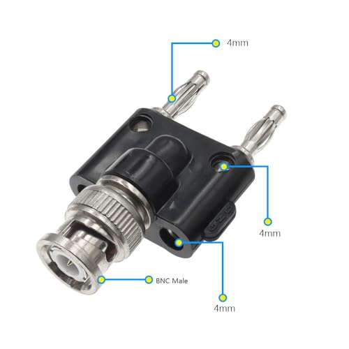 Aofan 2 Stück BNC Stecker auf Doppel-Bananenbuchse Adapter 4mm Bananenstecker Buchse Koaxial Adapter lötfrei, BNC-Stecker zu Doppel-Banane Binding Post Konverter für Oszilloskop, Messgerät, HF-Technik