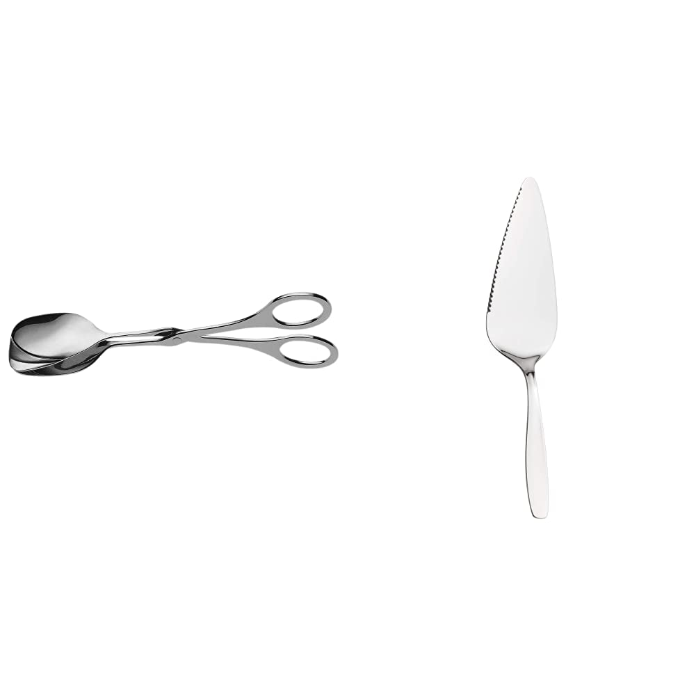 WMF Gebäckzange 17 cm, Servierzange, Cromargan Edelstahl teilmattiert, spülmaschinengeeignet & Tortenheber mit Klinge 21 cm, Kuchenheber zum Schneiden, Tortenmesser, Kuchenmesser